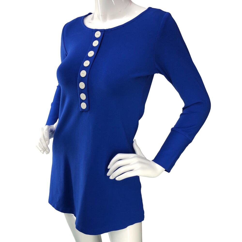 Sugarhigh Lovestoned Womens Size S Popover Dress Blue Large Buttons USA Made